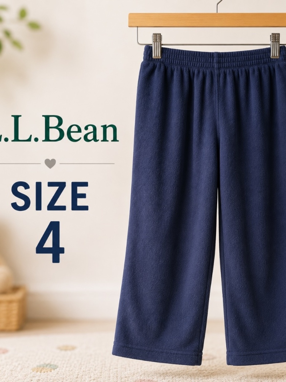 Size 4T L.L.Bean Boys Fleece Pants Navy Blue